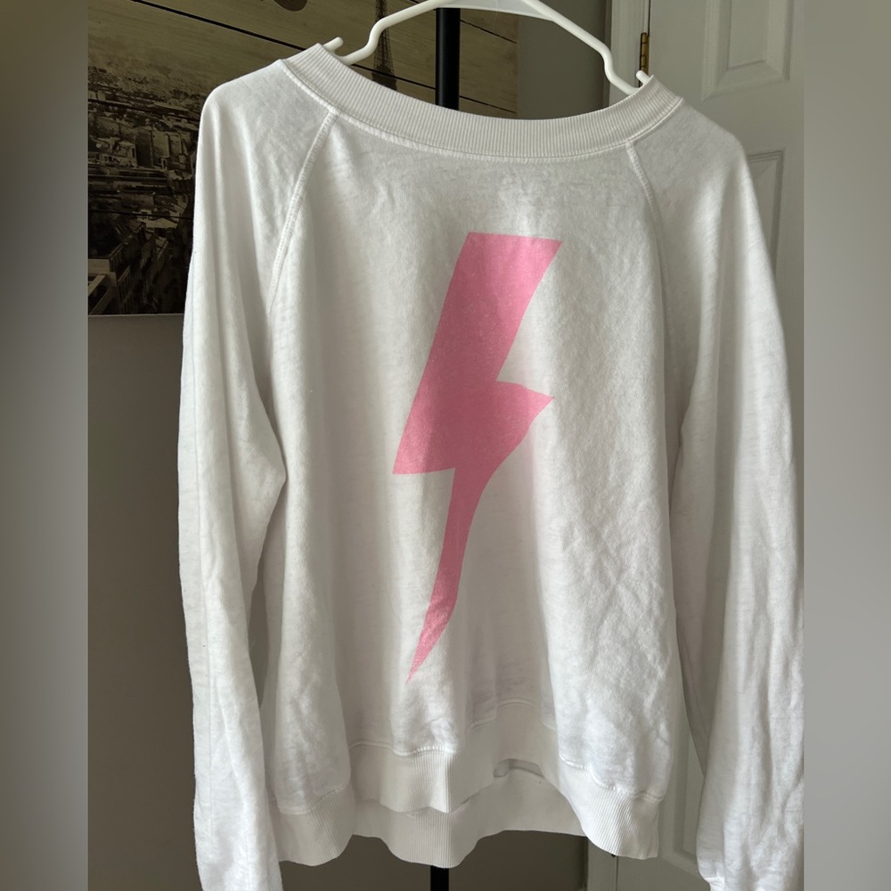 White and pink Rolling Stones crewneck